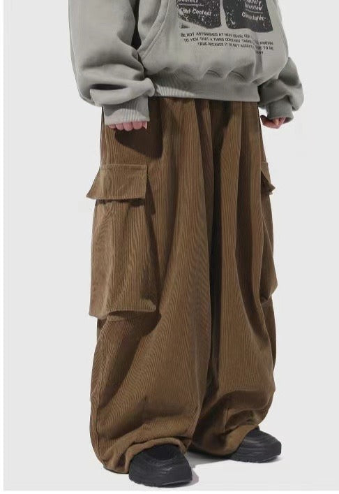 Corduroy Cargo Balloon Pants