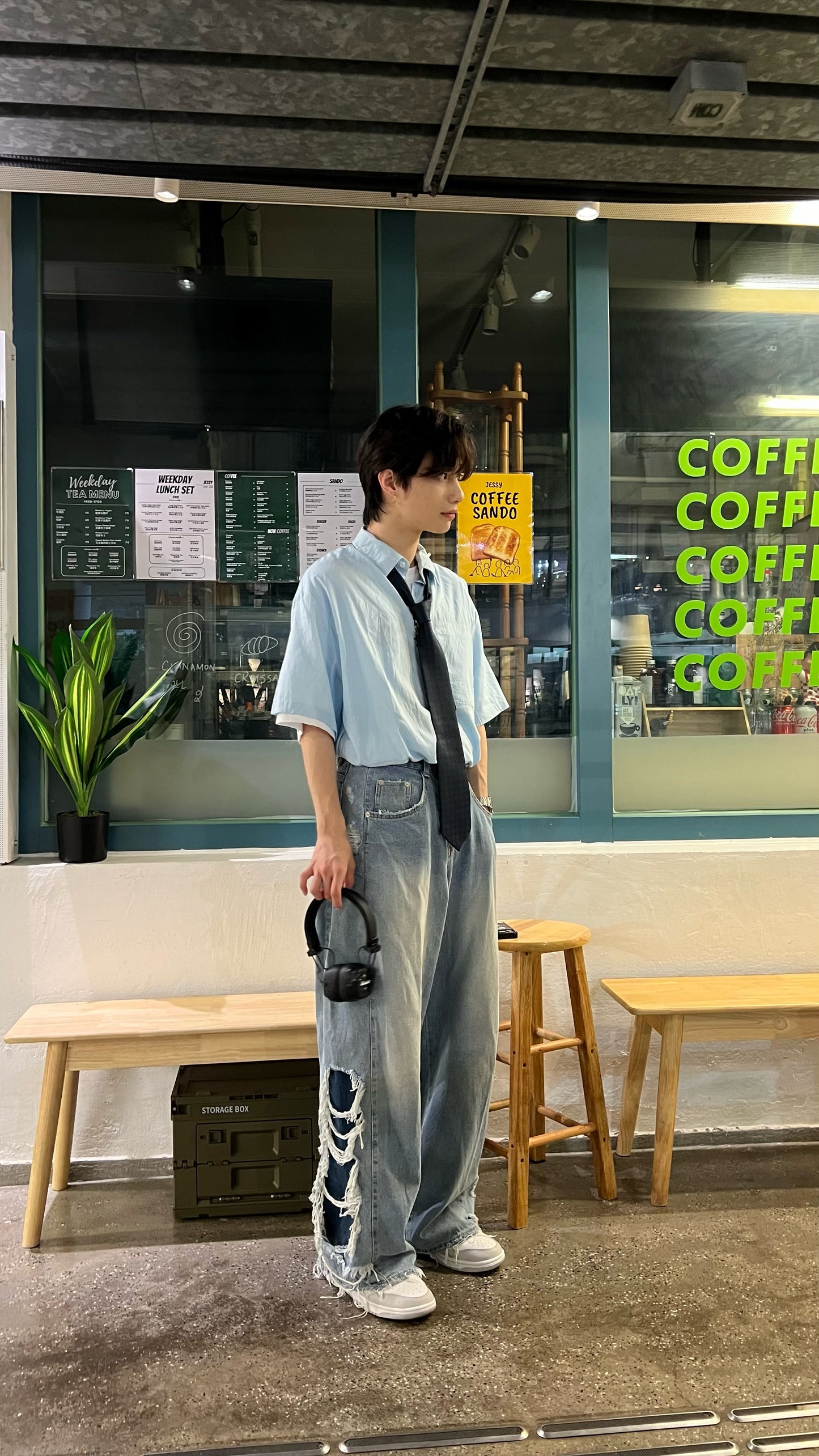 Side Damaged Vintage Denim Jeans (預訂)