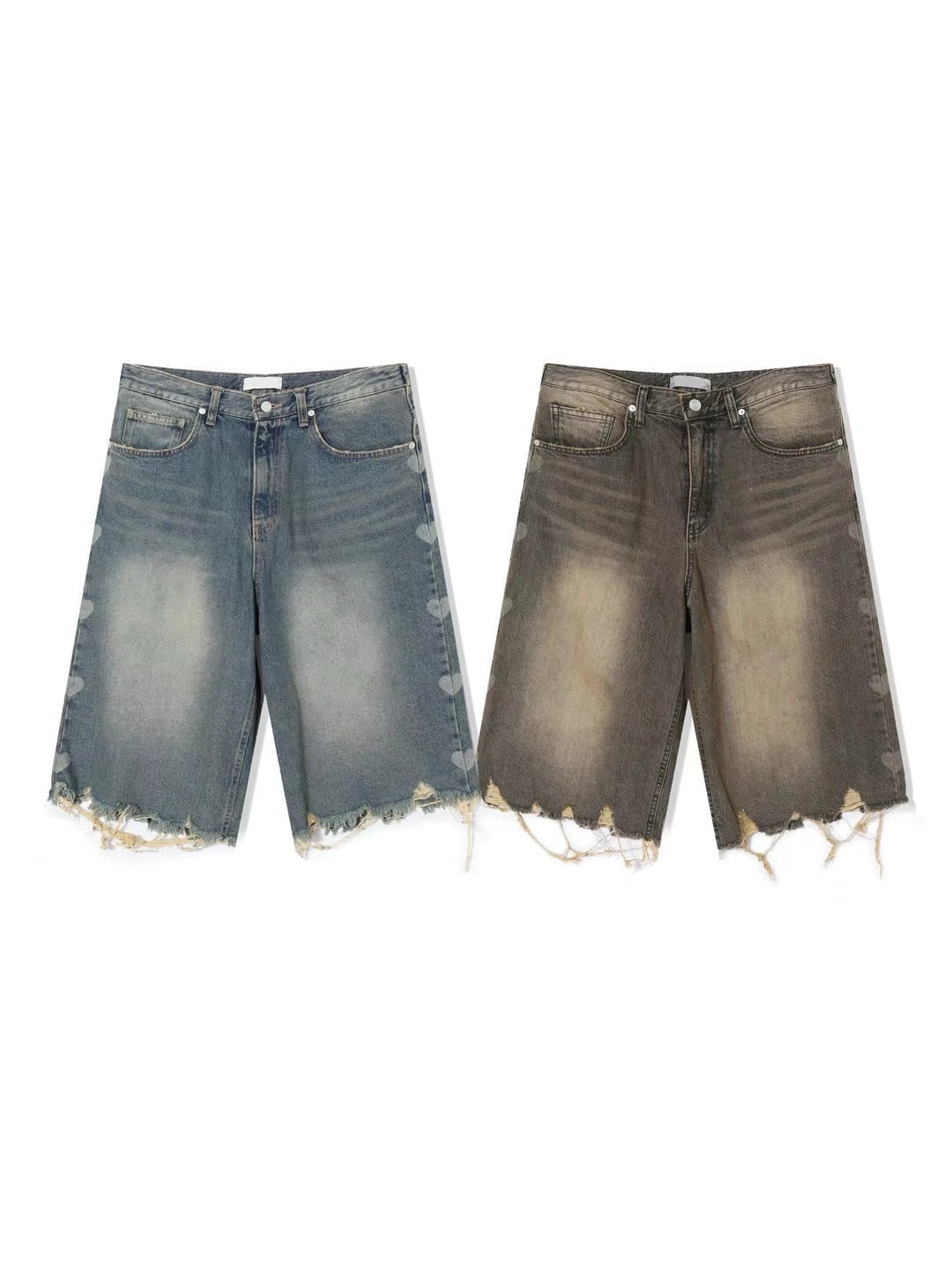 Washed Damage Hearts Jorts