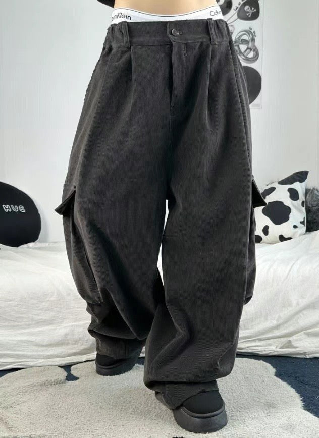 Corduroy Cargo Balloon Pants