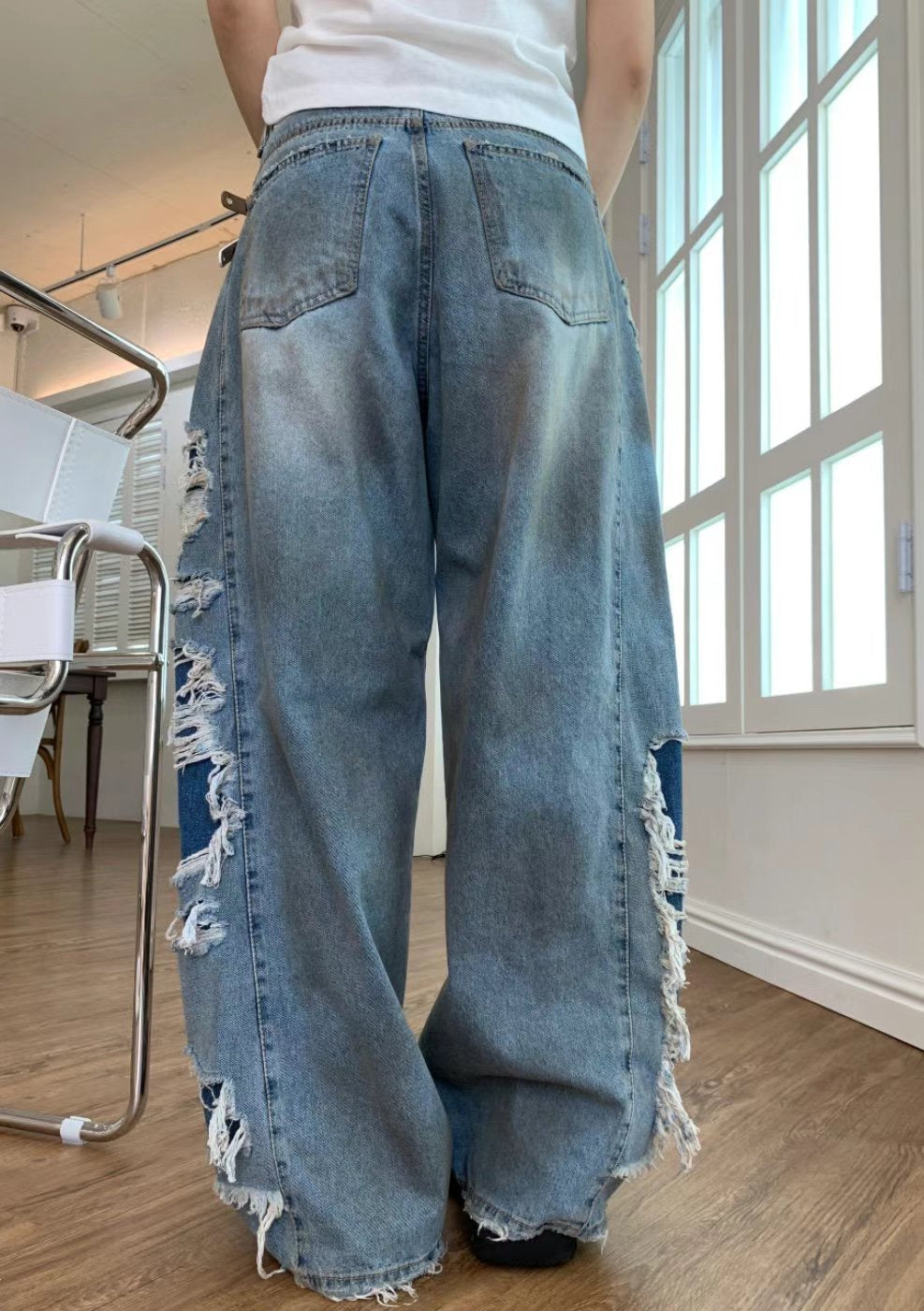 Side Damaged Vintage Denim Jeans (預訂)