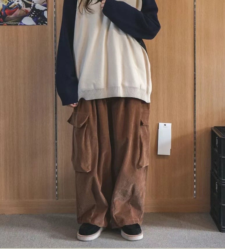 Corduroy Cargo Balloon Pants