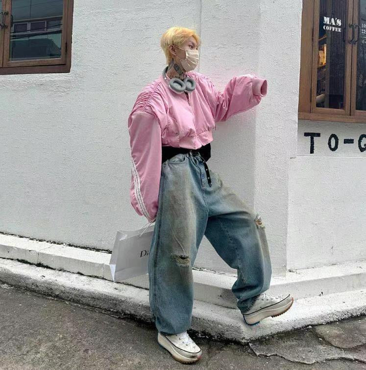 Dirty Damaged Baggy Denim Jeans