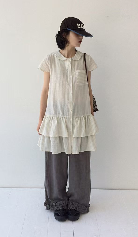 Ruffle Checkered Leisure Pants