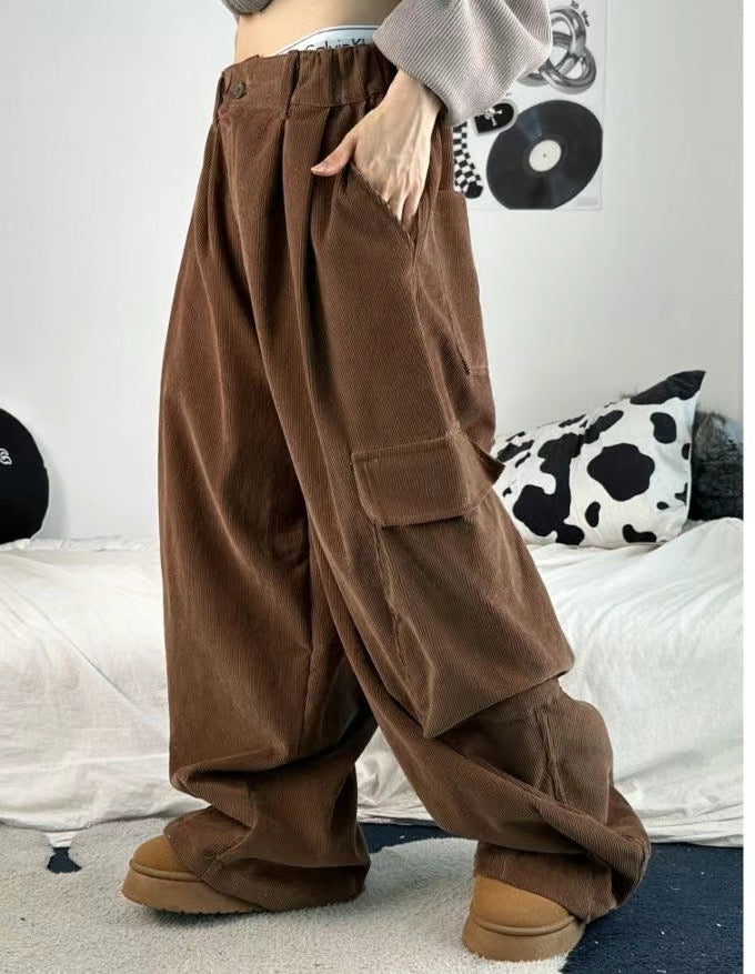 Corduroy Cargo Balloon Pants