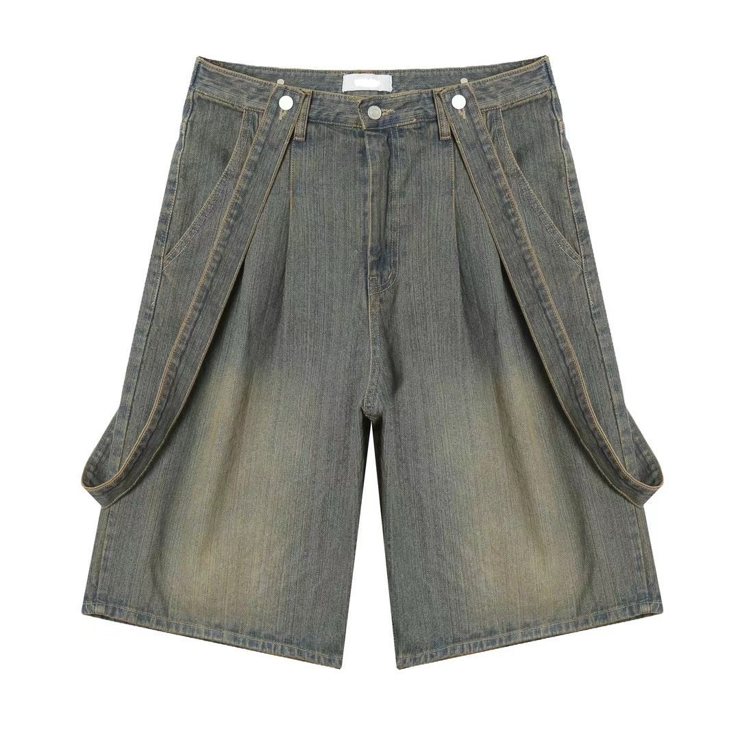 Straps Denim Shorts