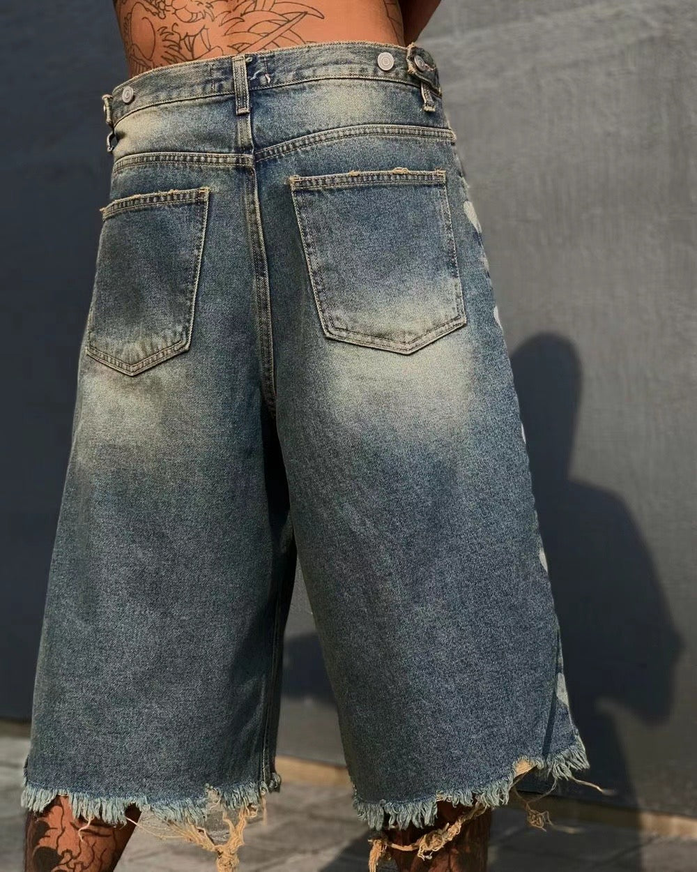 Washed Damage Hearts Jorts