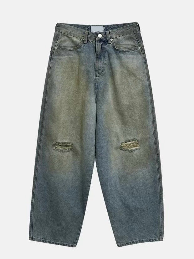 Dirty Damaged Baggy Denim Jeans