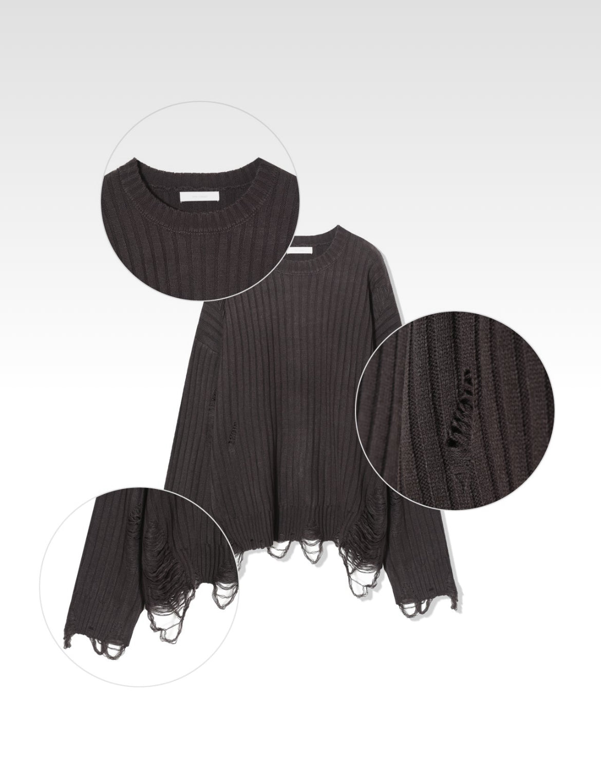 Ribbed Damage Knitwear