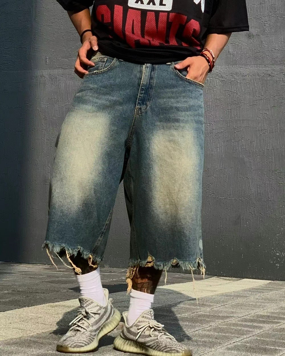 Washed Damage Hearts Jorts