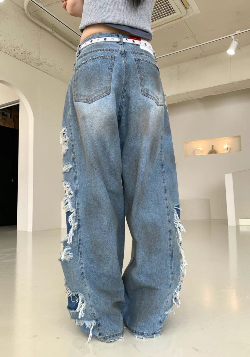 Side Damaged Vintage Denim Jeans (預訂)