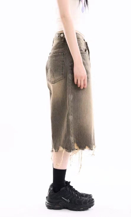 Washed Damage Hearts Jorts