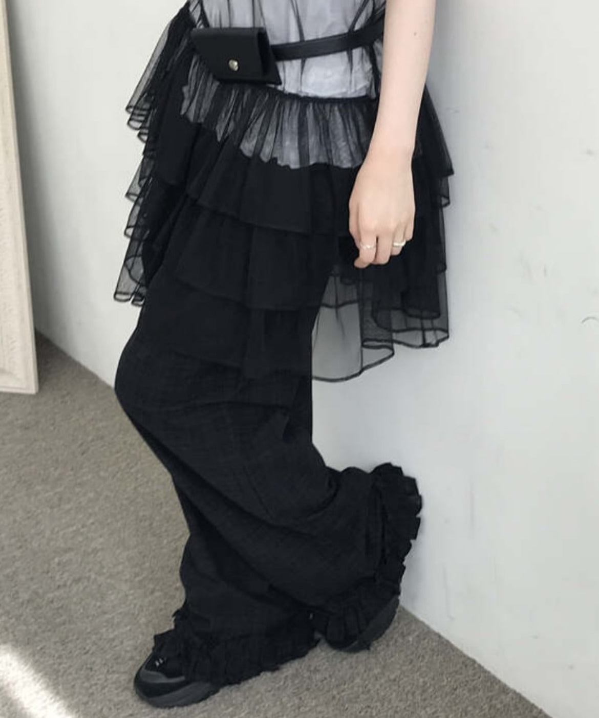 Ruffle Checkered Leisure Pants