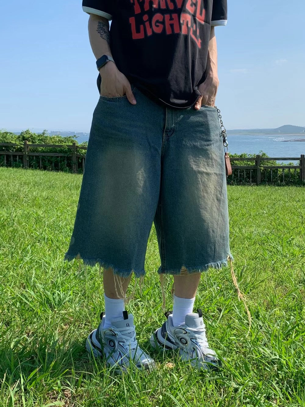 Washed Damage Hearts Jorts