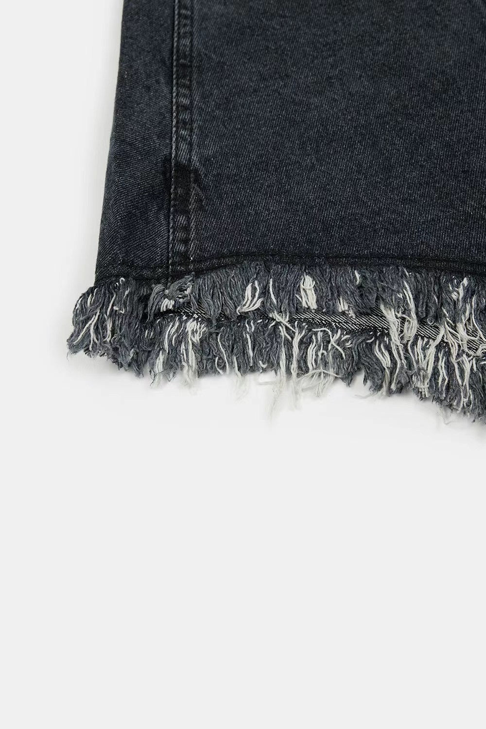 Irregular Tassel Denim Mid-skirt