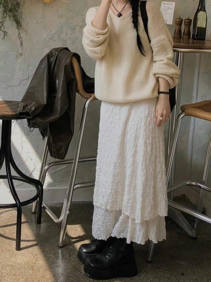 Double Layer Wrinkle Skirt