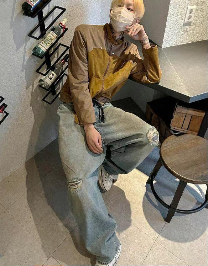 Dirty Damaged Baggy Denim Jeans