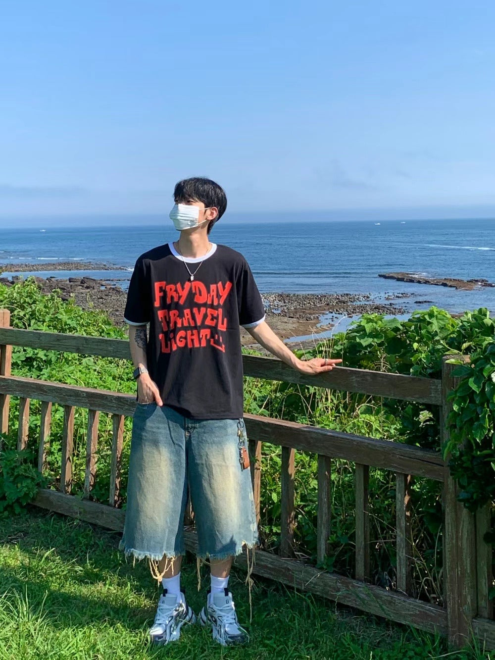 Washed Damage Hearts Jorts