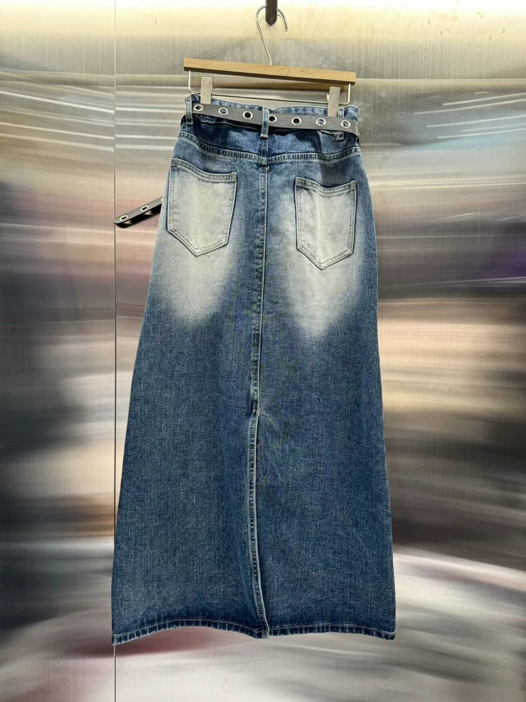 Street Patched Style Denim Skirt