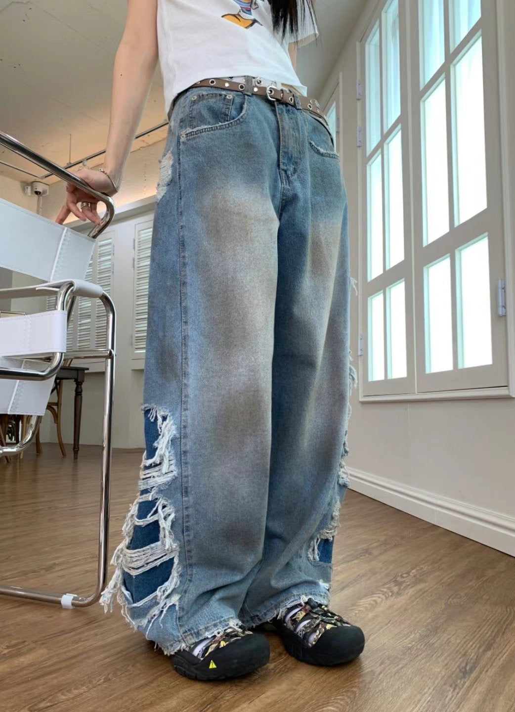 Side Damaged Vintage Denim Jeans (預訂)