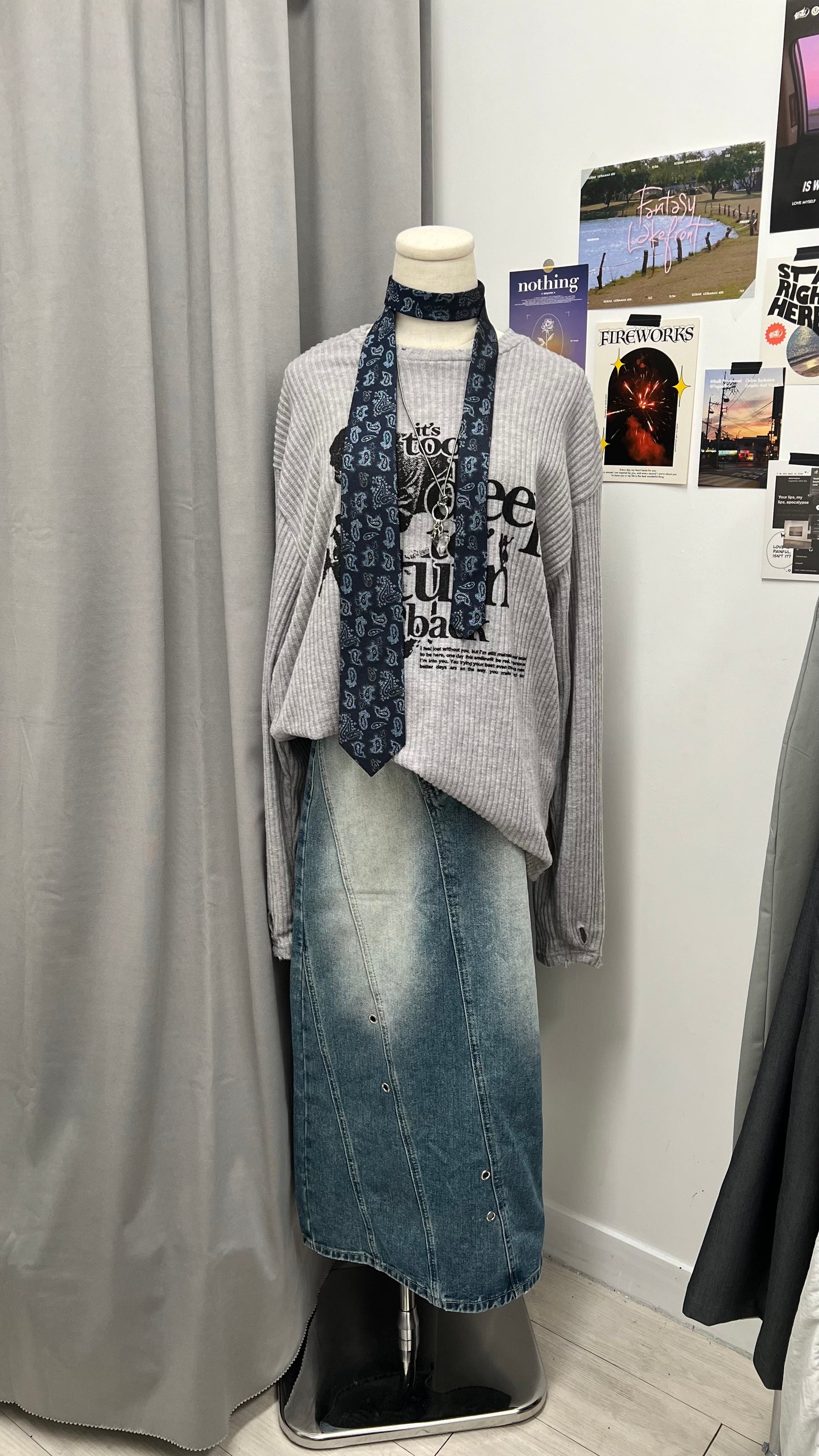 Street Patched Style Denim Skirt