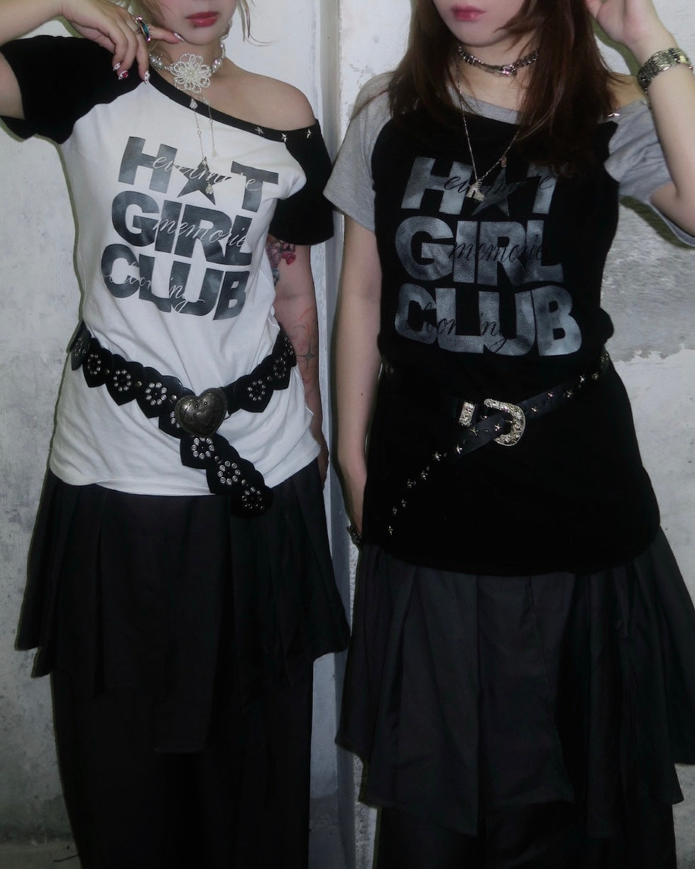 Off-shoulder Hot Girl Club Tee (預訂)
