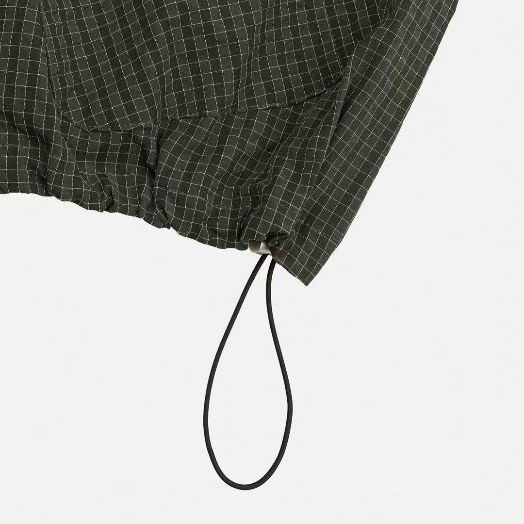 Two-ways Zipper Checkered Shirt