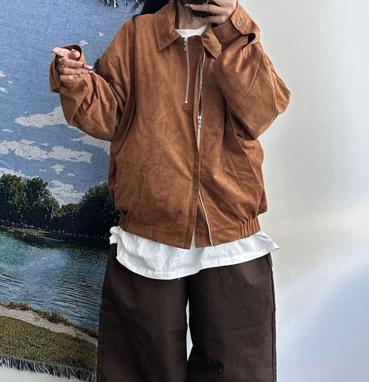 Suede Double Zipper Jacket