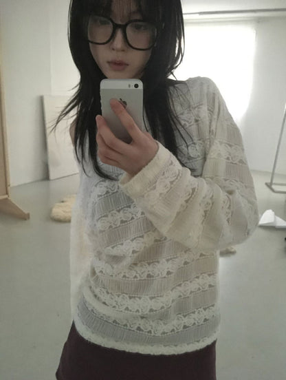 Brushing Off-shoulder Knit Top