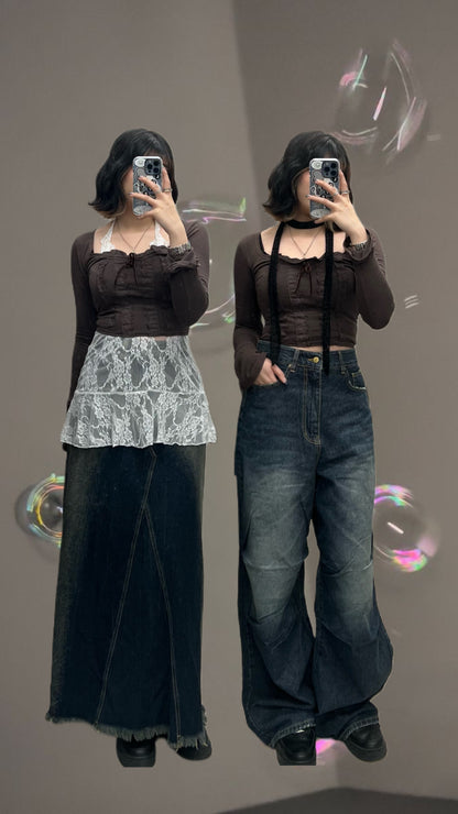 Square Lace Crop Top