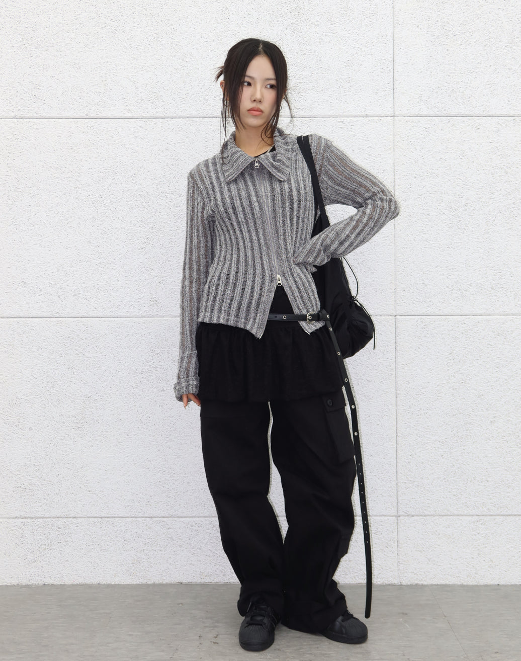 Snow Two-ways Zipper Crop Top