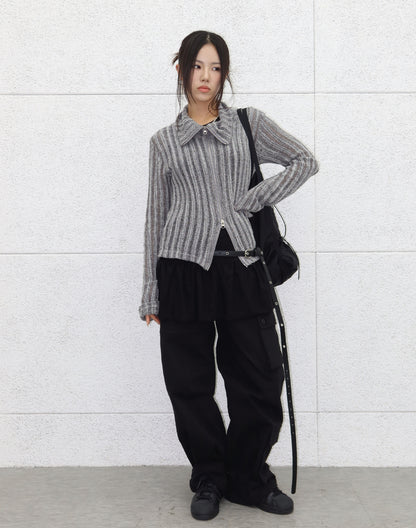 Snow Two-ways Zipper Crop Top