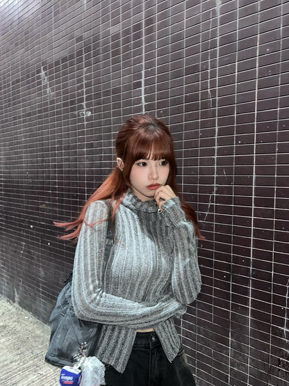 Snow Two-ways Zipper Crop Top