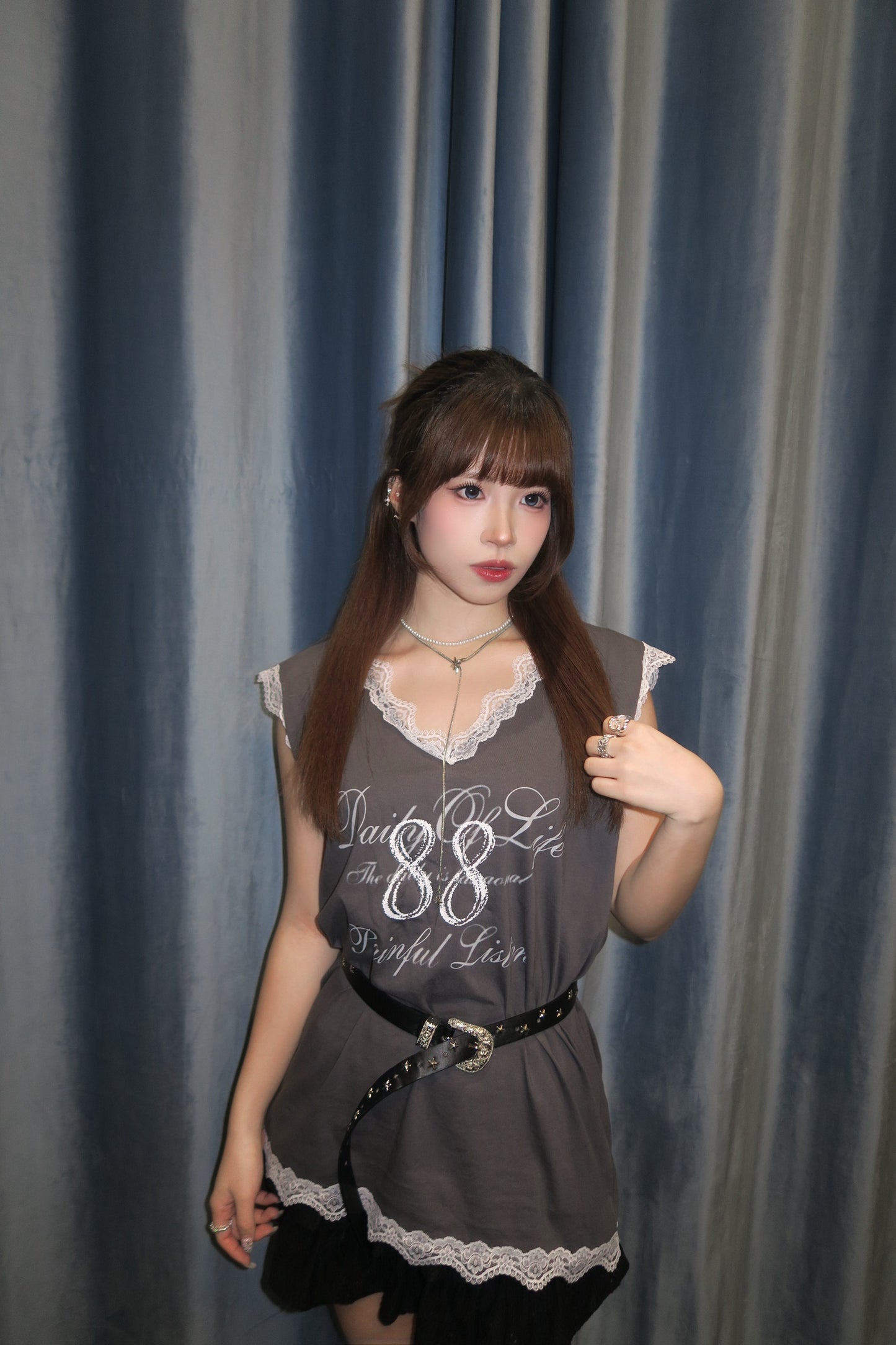 Lace-Trimmed Sleeveless Tee