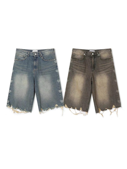 Washed Damage Hearts Jorts