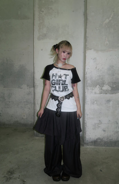 Off-shoulder Hot Girl Club Tee (預訂)