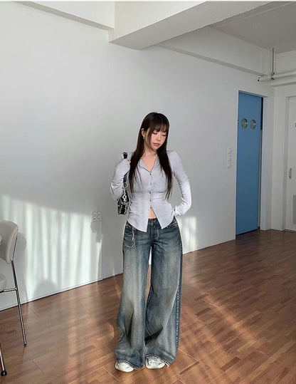 Low-wise Wide Jeans
