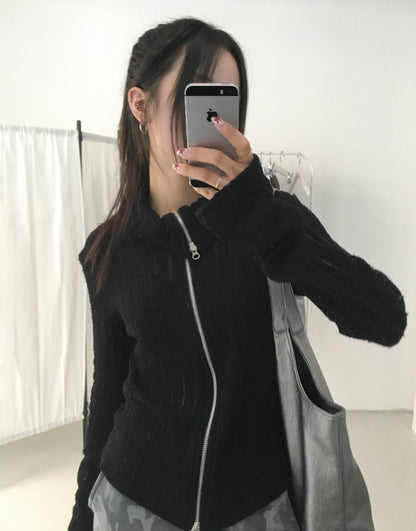 Snow Two-ways Zipper Crop Top