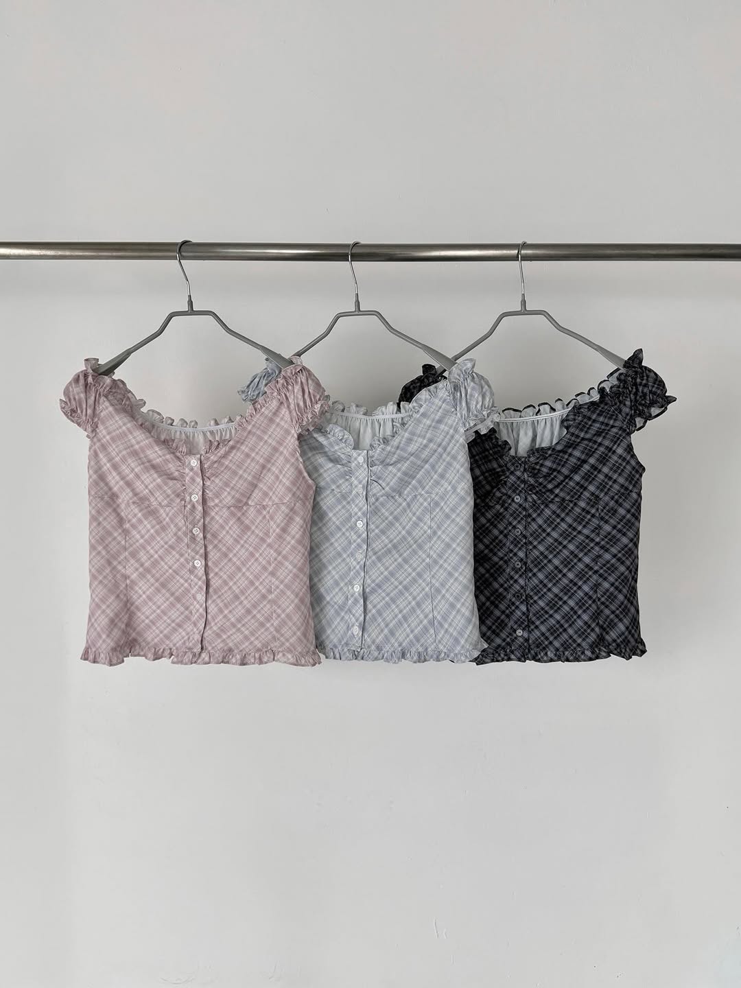 Checkered Ruffle Top