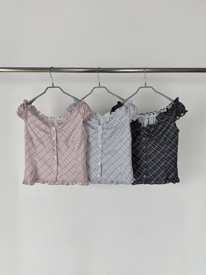 Checkered Ruffle Top