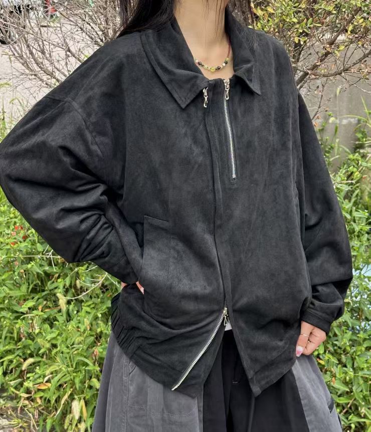 Suede Double Zipper Jacket