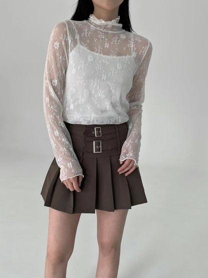 Lace Turtleneck Top