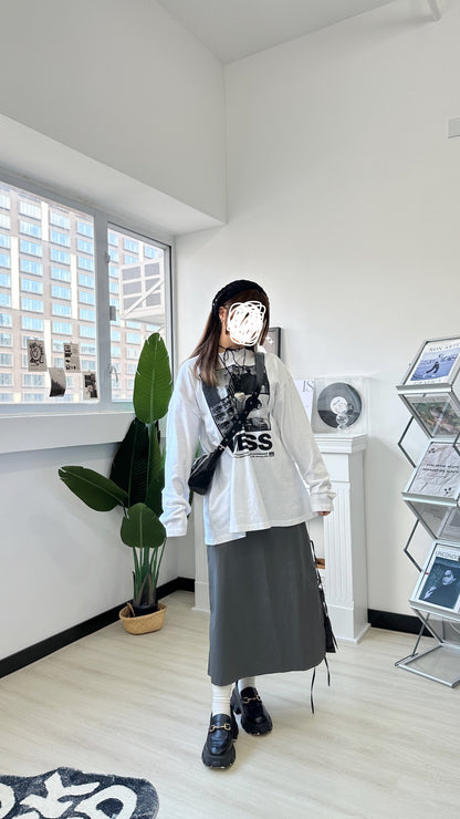 Tie-up Ribbon Nylon Skirt