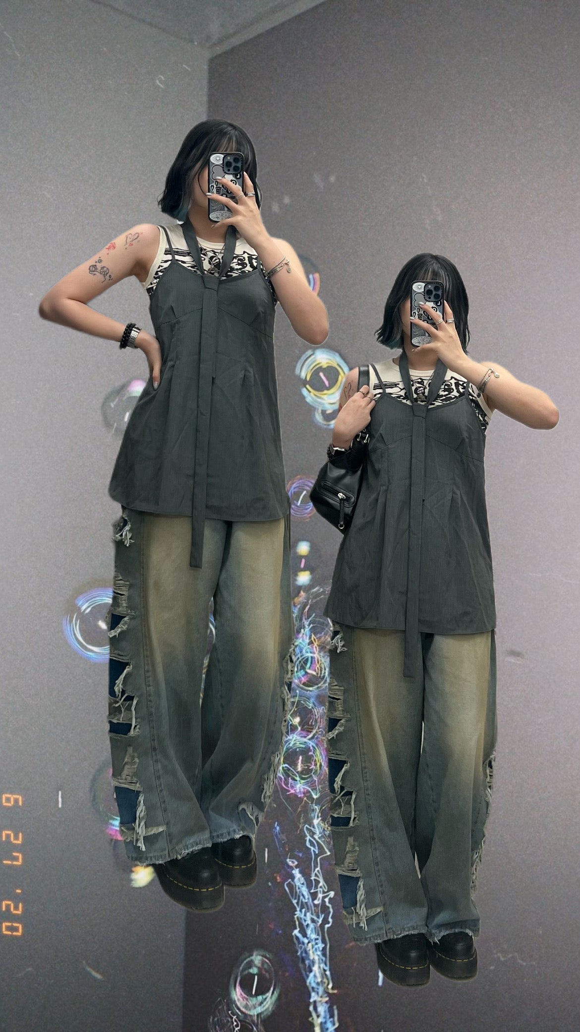 Side Damaged Vintage Denim Jeans (預訂）