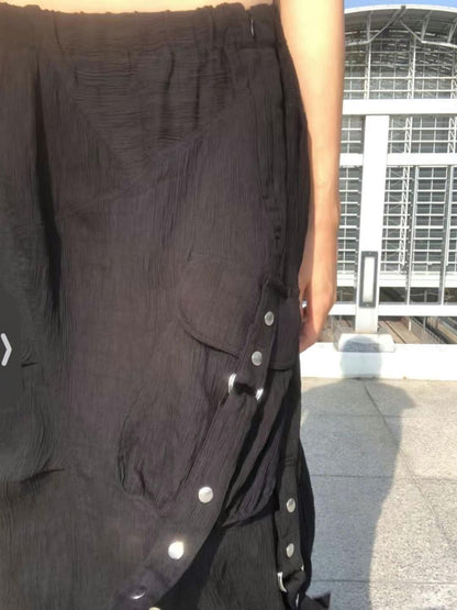 Button Pocket Loose-fit Skirt