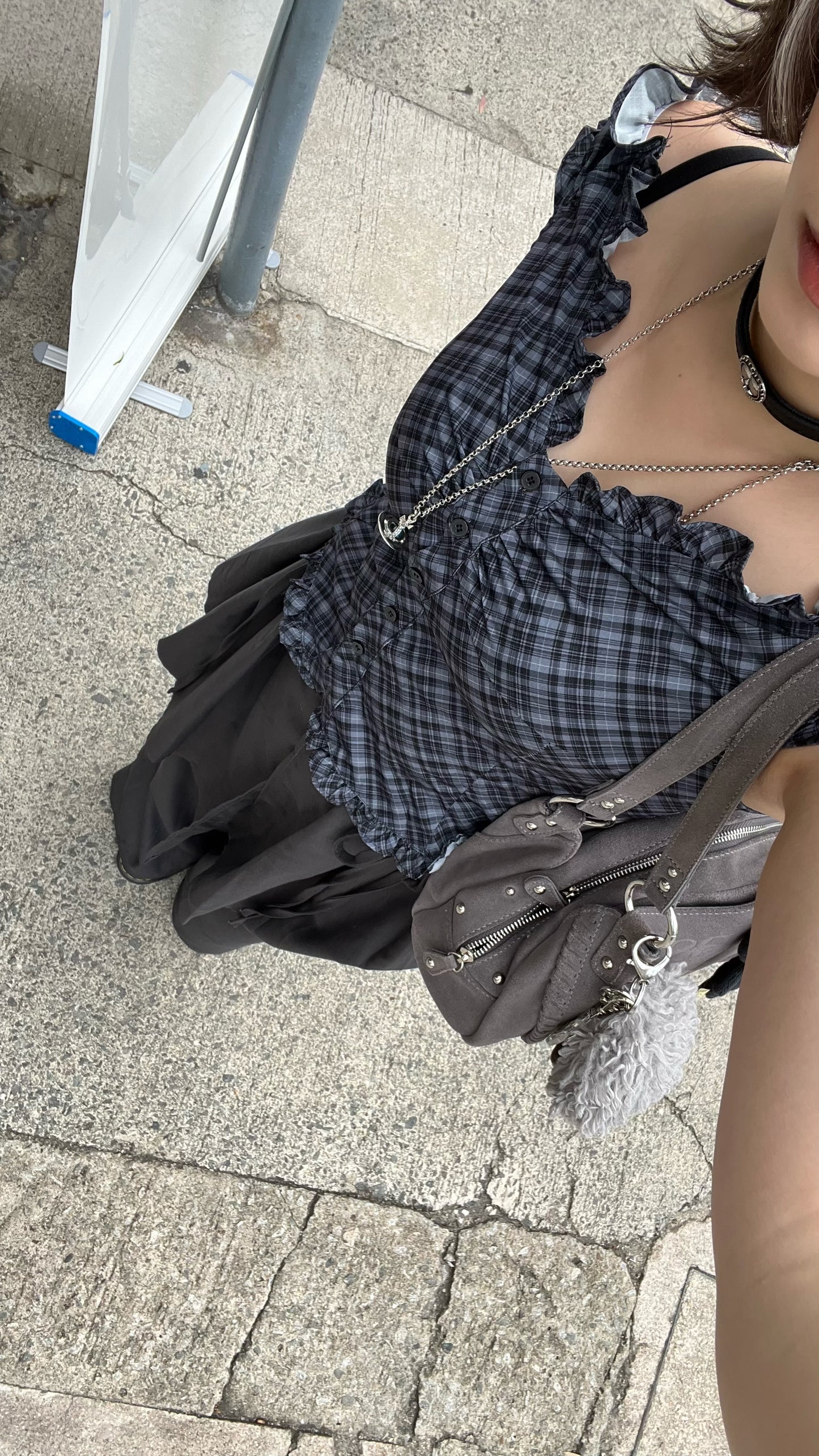 Checkered Ruffle Top