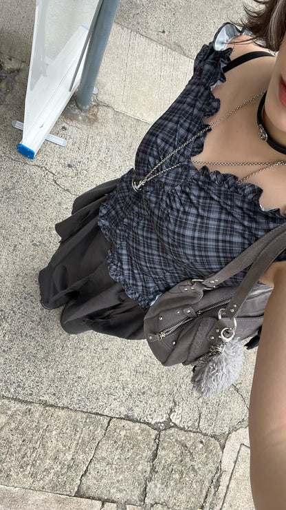 Checkered Ruffle Top