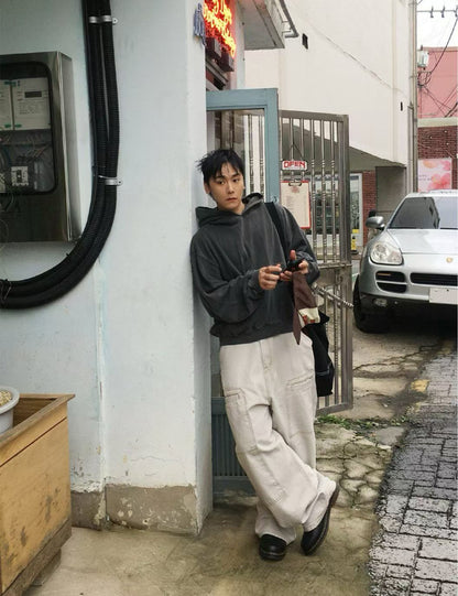 Dying Washed Short-cut Hoodie