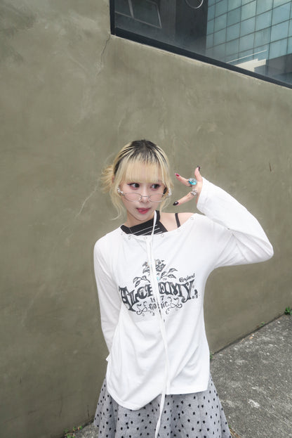 Gothic Off-Shoulder Long-sleeves Tee