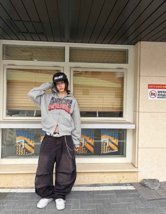 America Two-ways Zip Up Hoodie